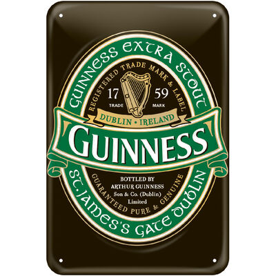 Guinness With Iconic Ireland Label Metal Sign