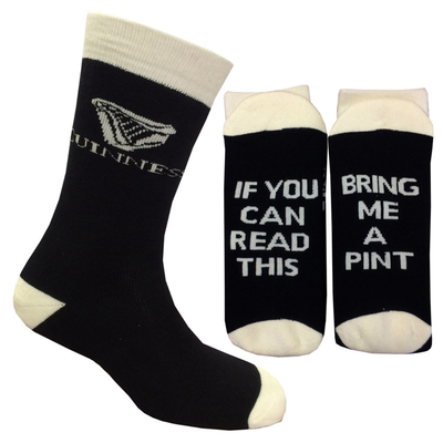 Black And White Guinness Official Merchandise Bring Me A Pint Socks