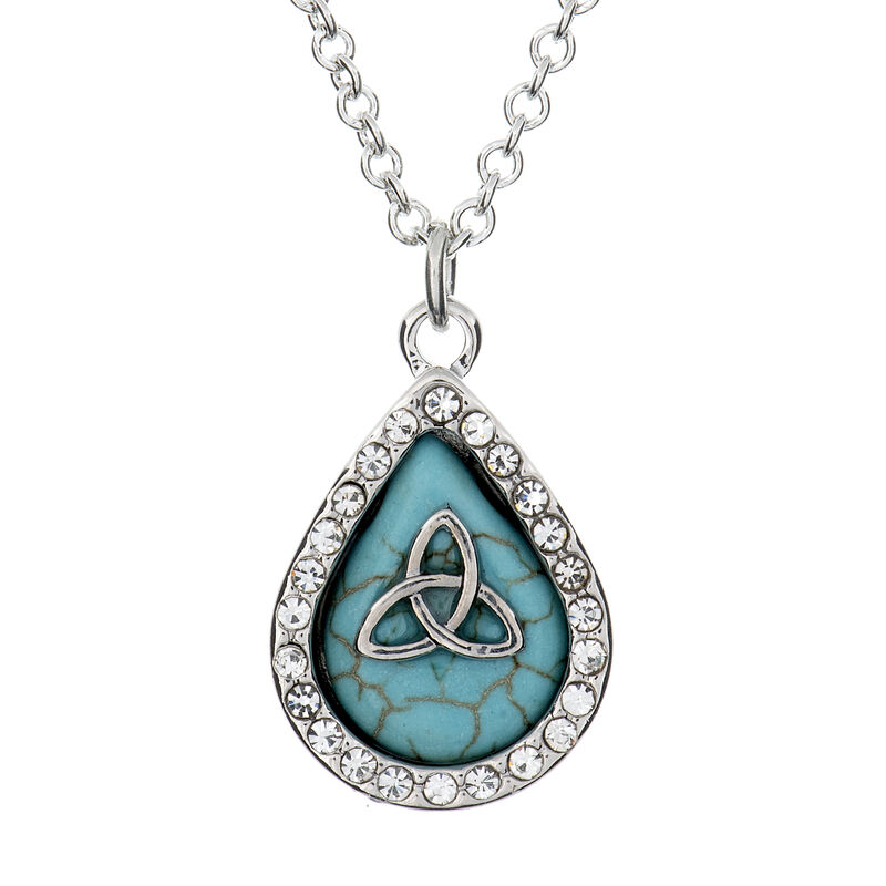 Silver Plated Carrick Silverware Small Turquoise Teardrop with Celtic Knot