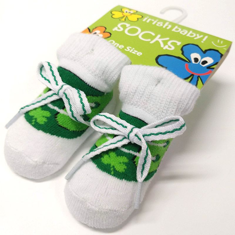 Newborn Shamrock Bootie Socks With Laces