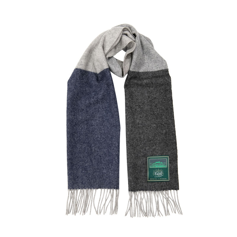 Wool Scarf Blue & Grey