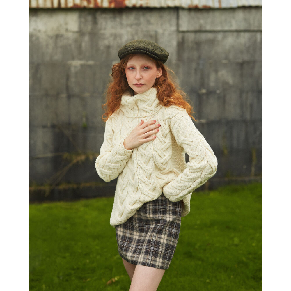 Aran Merino Cowl Neck Sweater - Natural | Celtic Clothing Company