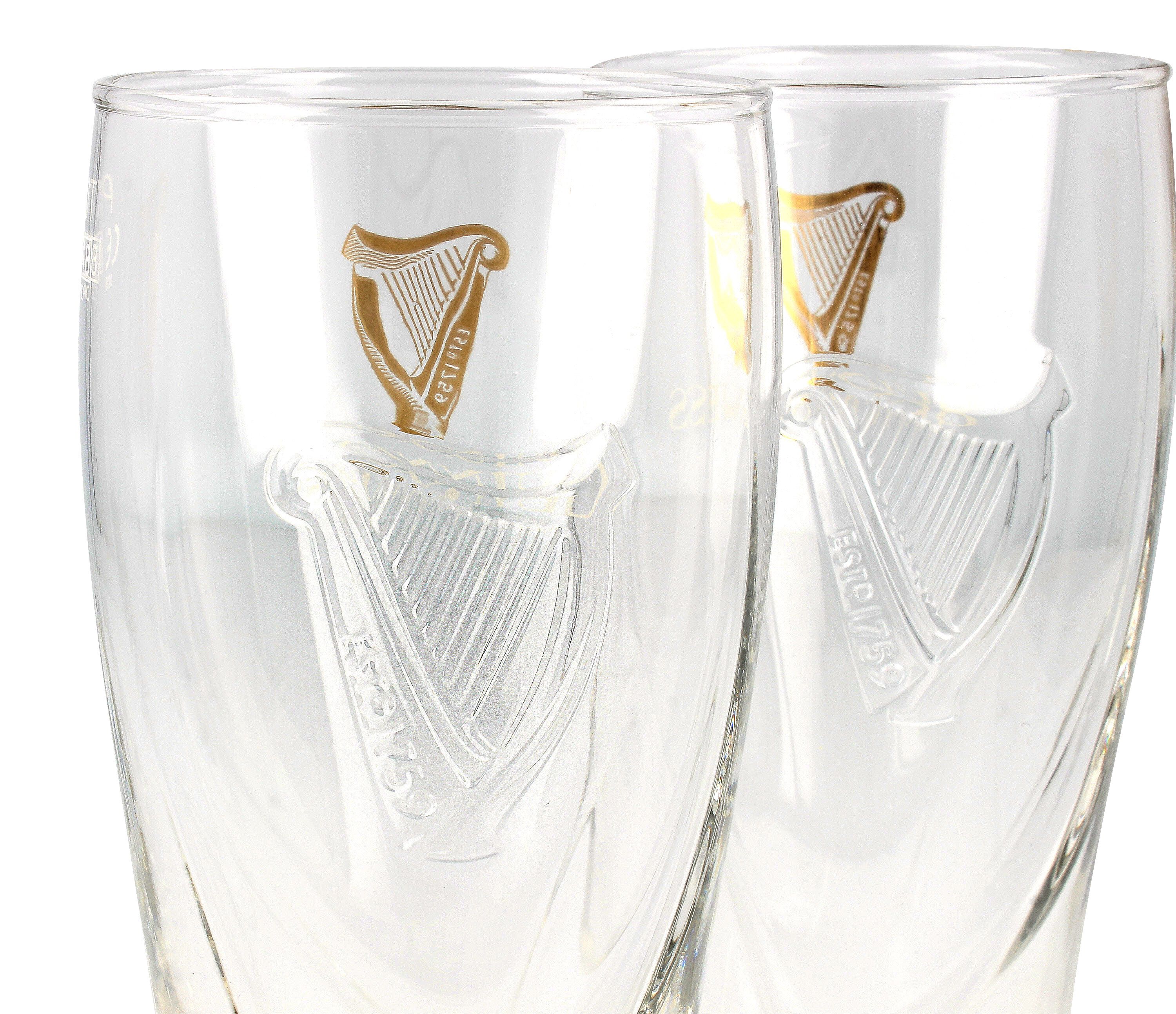 Guinness Embossed Gravity Pint Glasses 2 Pack Glass Set with