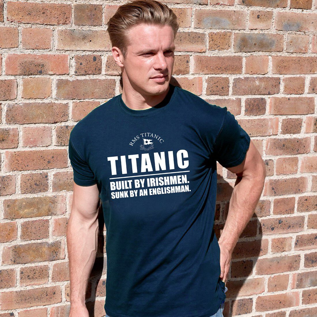 Buy Titanic T-Shirt Built By Irishmen, Sunk By An Englishman, Navy Colour |  Carrolls Irish Gifts