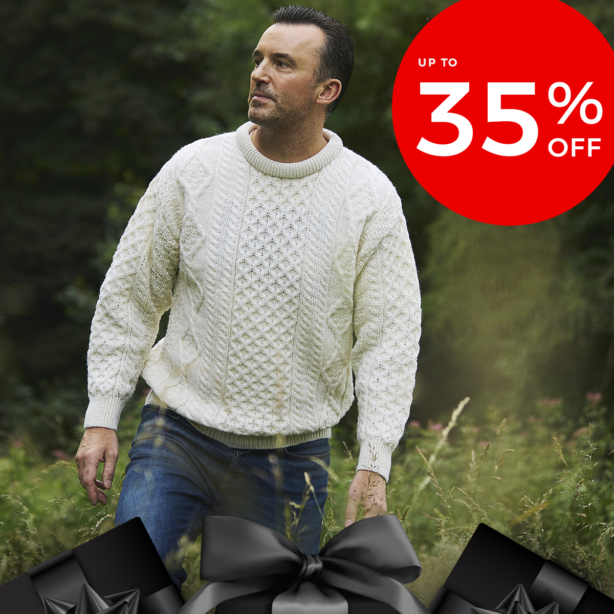 Go to product listing page of Aran Knitwear Men's page with up to 35% off sale