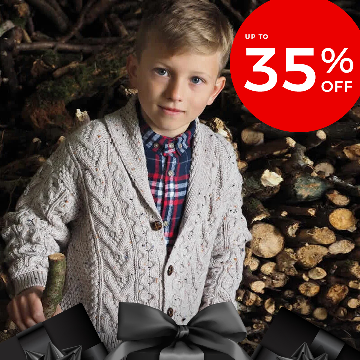 Go to product listing page of Aran Knitwear Children's page with up to 35% off sale