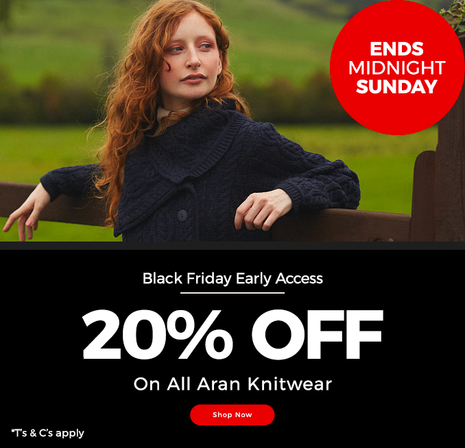 Go to the product listing page for Black Friday Aran Knitwear Sale