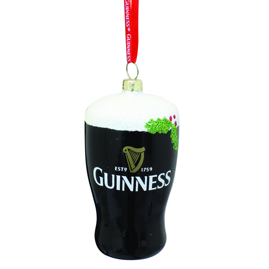 Guinness Christmas Plastic PintShaped Bauble With A Red Ribbon