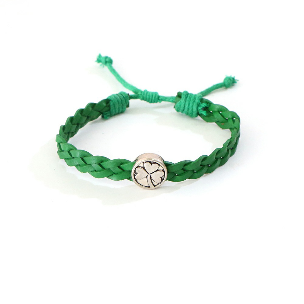 Celtic jewelry hot - wrap bracelet - emerald green aurora borealis czech glass on dark emerald leather - St Patricks Day